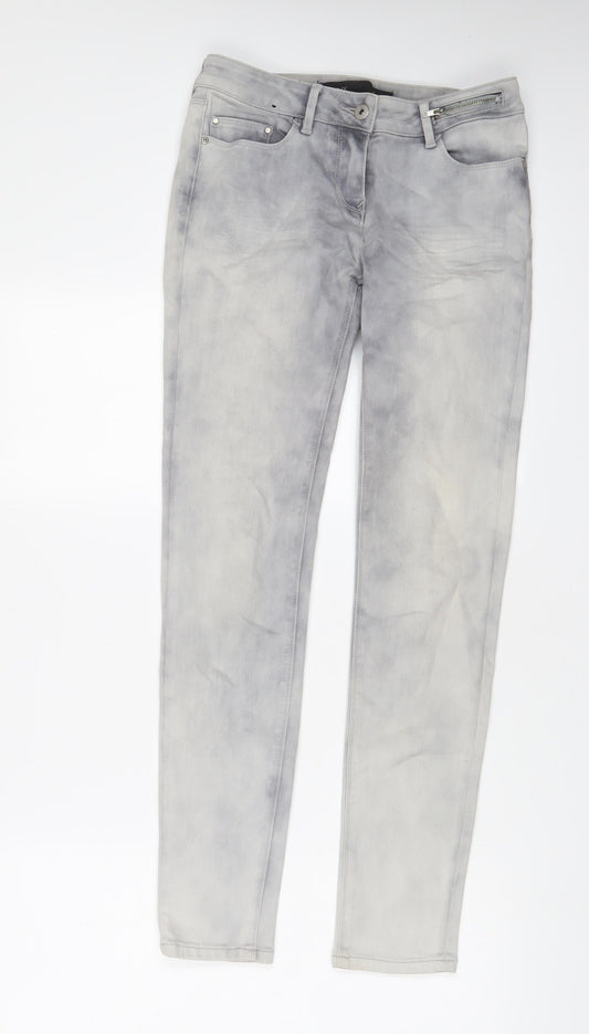 Marks and Spencer Womens Grey Cotton Skinny Jeans Size 8 L30 in Regular Zip - Zips
