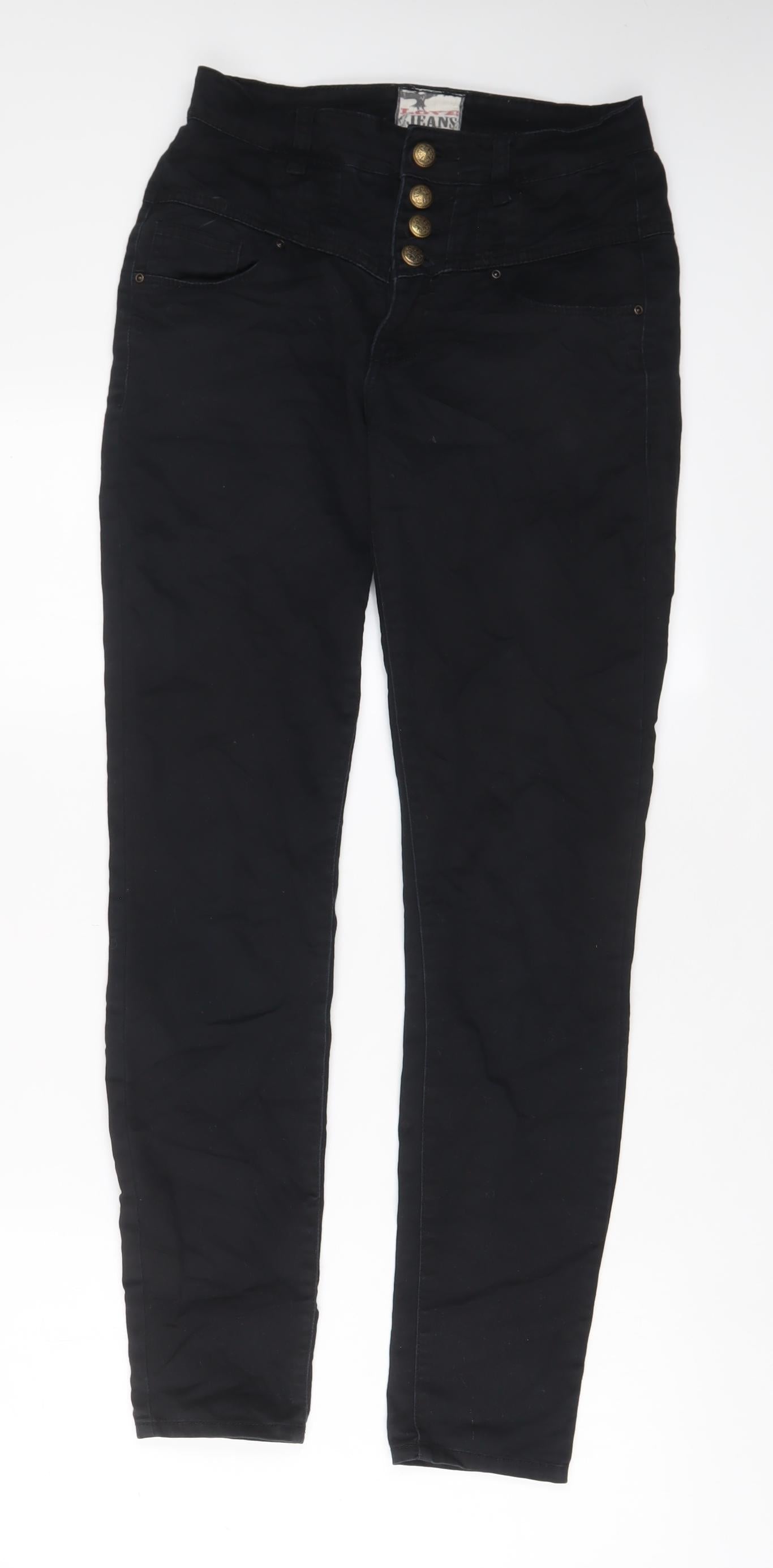 YESYES Womens Black Cotton Skinny Jeans Size 10 L29 in Regular Zip