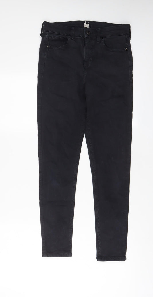 Topshop Womens Black Cotton Skinny Jeans Size 28 in L32 in Regular Zip