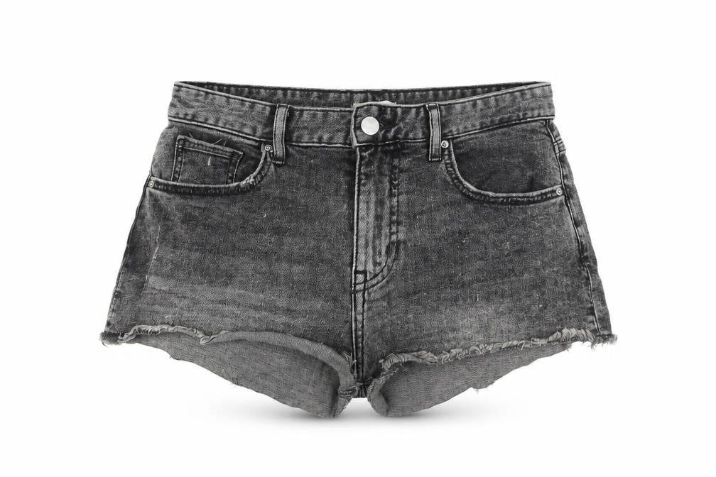 H&M Womens Grey Cotton Hot Pants Shorts Size 8 Regular Zip