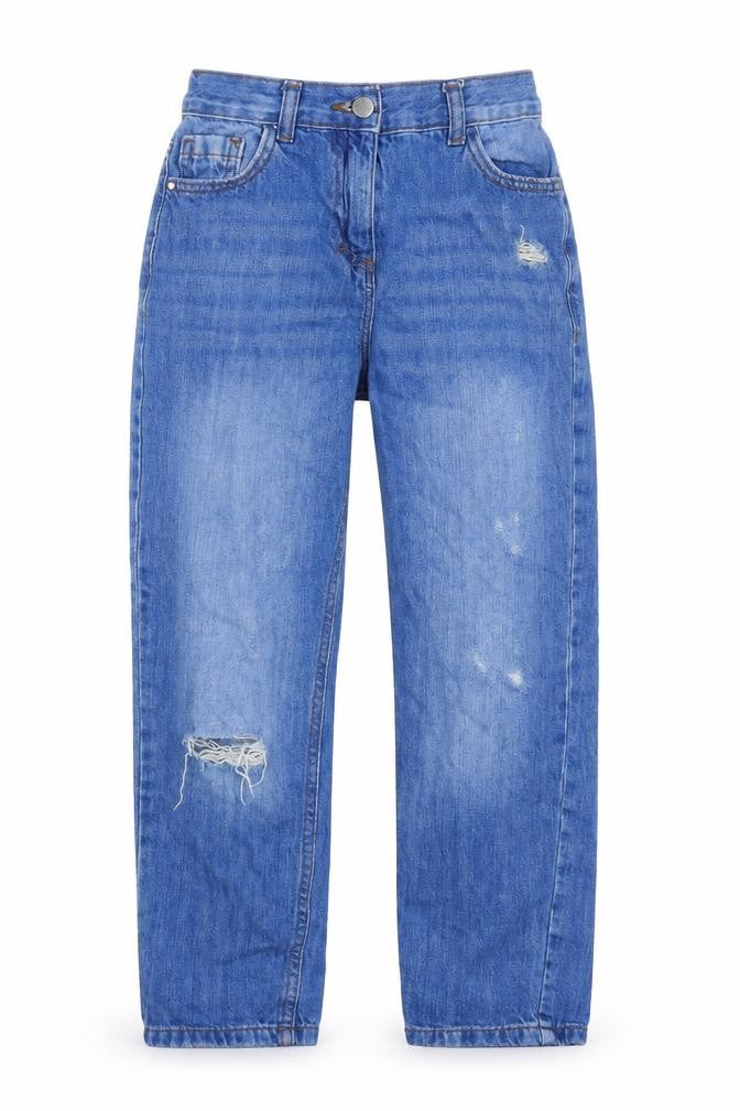 Next Girls Blue Cotton Straight Jeans Size 9 Years L21 in Regular Zip