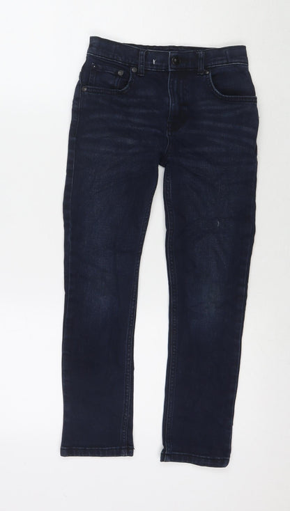 Additional front view of Tu boys’ blue cotton skinny jeans, size 9, months, 21-inch leg regular zip
