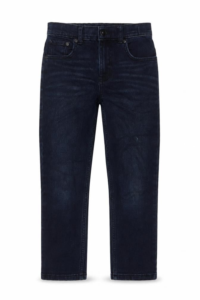 Front view of Tu boys’ blue cotton skinny jeans, size 9, months, 21-inch leg regular zip