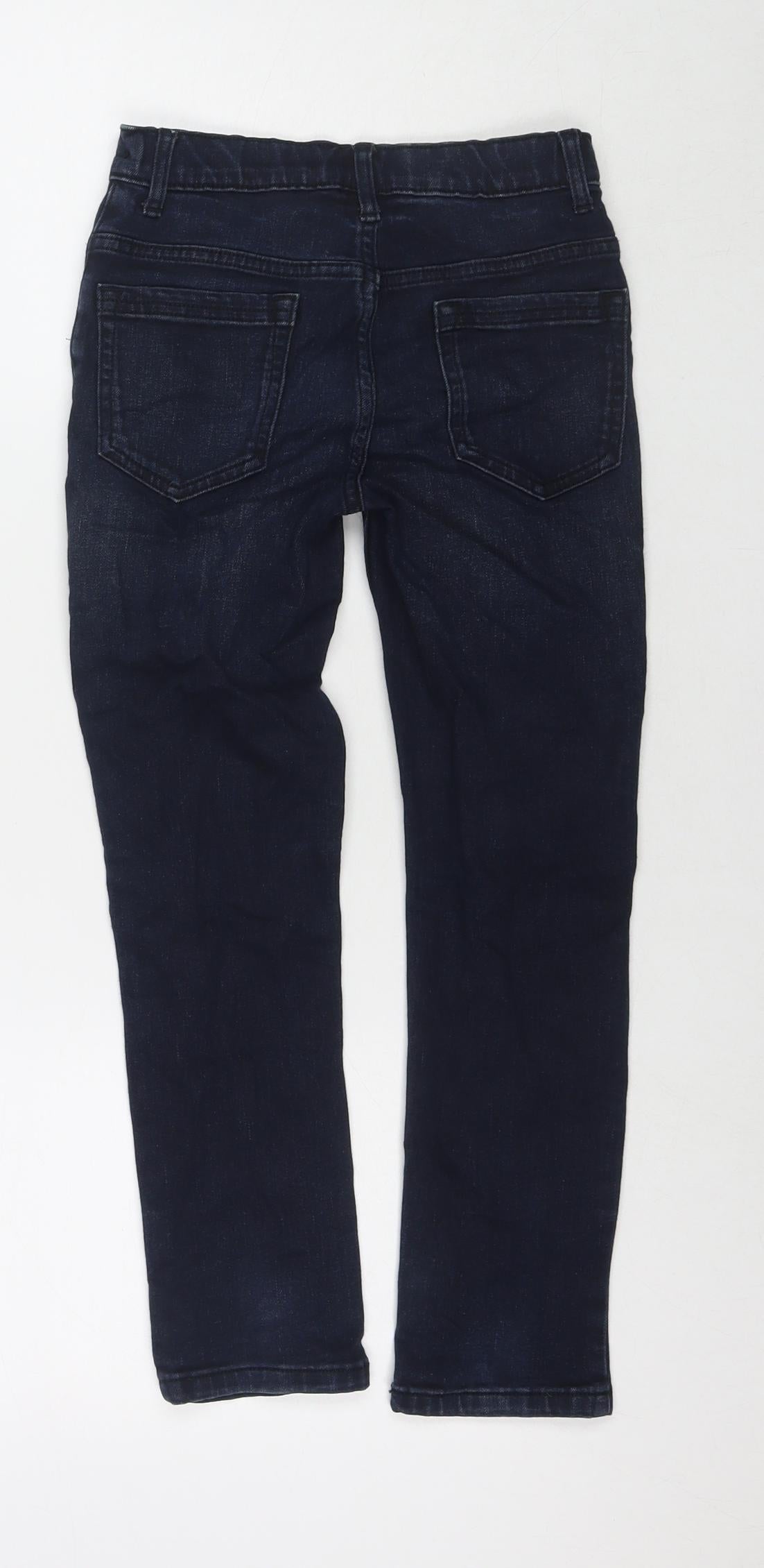 Back view of Tu boys’ blue cotton skinny jeans, size 9, months, 21-inch leg regular zip