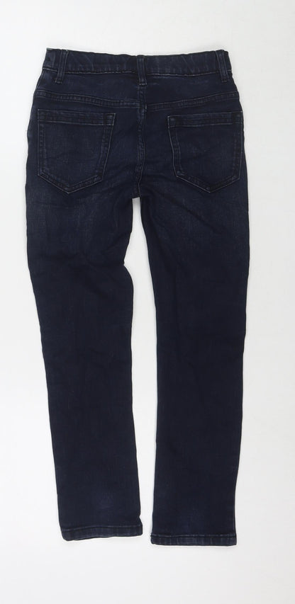 Back view of Tu boys’ blue cotton skinny jeans, size 9, months, 21-inch leg regular zip