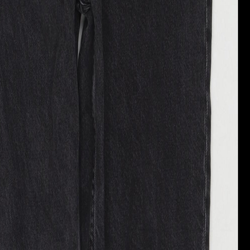 H&M Womens Black Cotton Straight Jeans Size 8 L31 in Regular Zip