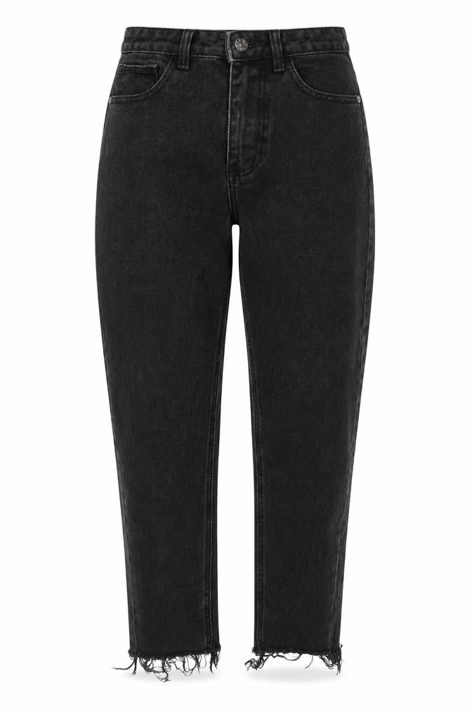 PRETTYLITTLETHING Womens Black Cotton Straight Jeans Size 6 L24 in Regular Zip