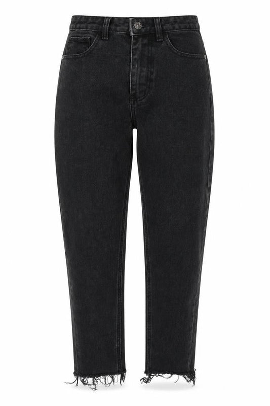 PRETTYLITTLETHING Womens Black Cotton Straight Jeans Size 6 L24 in Regular Zip