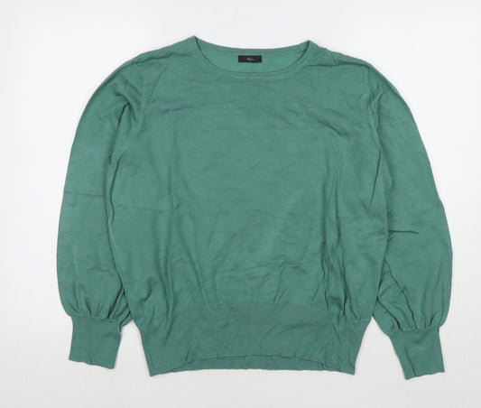 M&Co Womens Green Round Neck Viscose Pullover Jumper Size 18