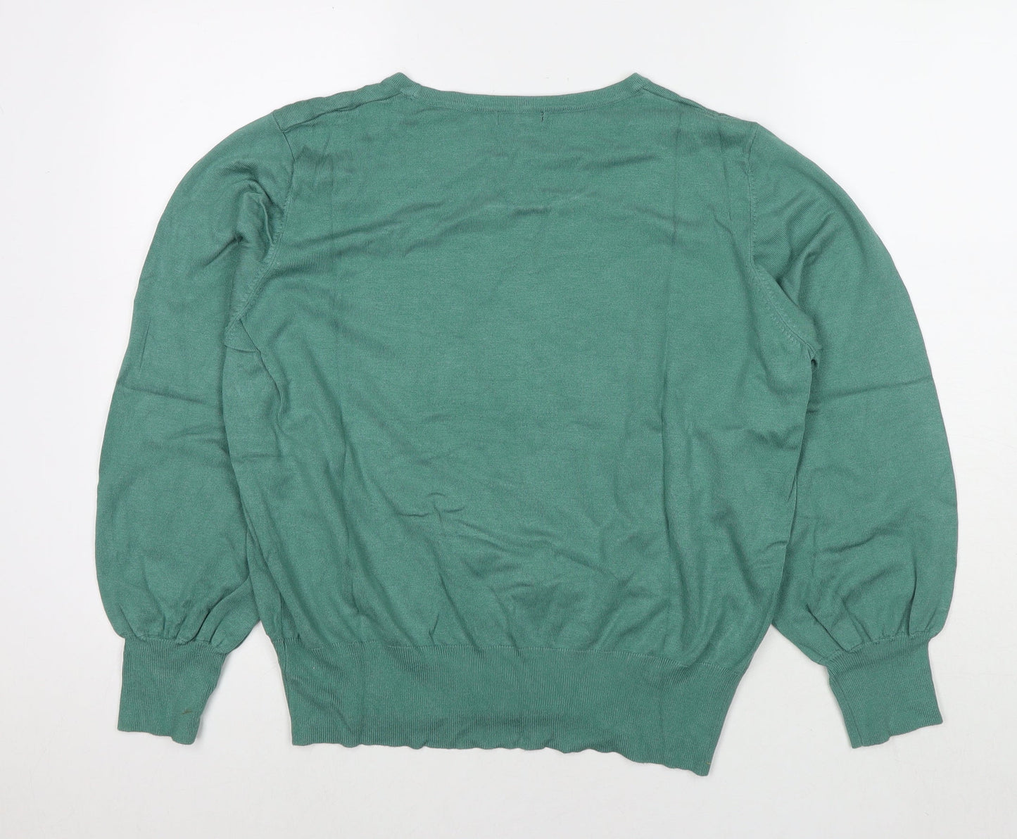 M&Co Womens Green Round Neck Viscose Pullover Jumper Size 18