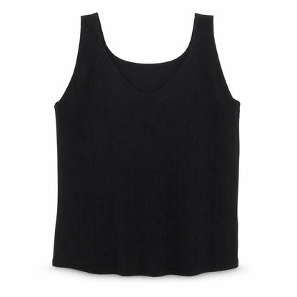 Wasabi+Mint Womens Black Polyester Basic Tank Size L Scoop Neck