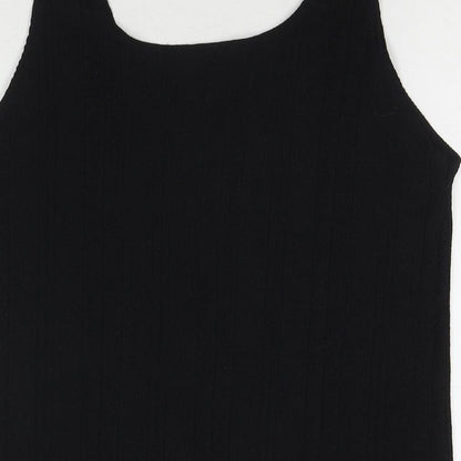 Wasabi+Mint Womens Black Polyester Basic Tank Size L Scoop Neck