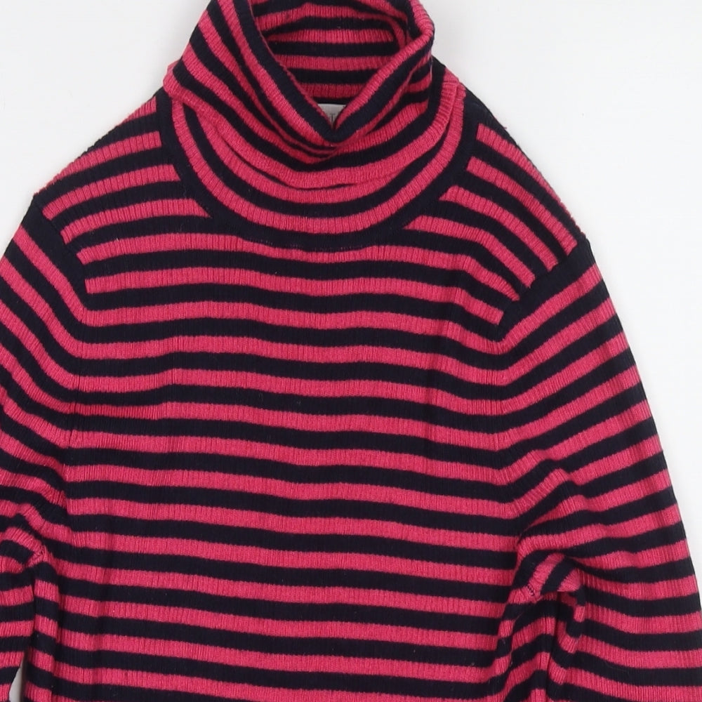 Part2 Womens Pink Roll Neck Striped Polyester Pullover Jumper Size L