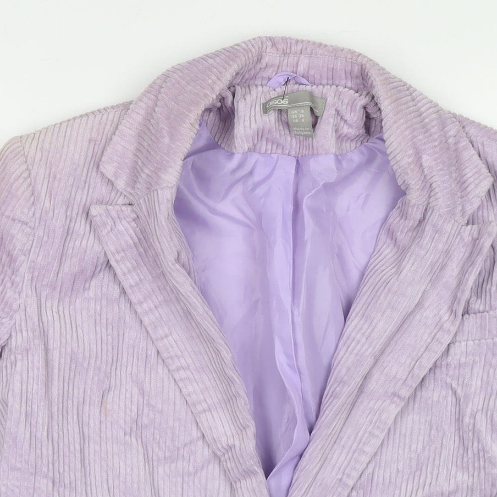 ASOS Womens Purple Jacket Blazer Size 8 Button