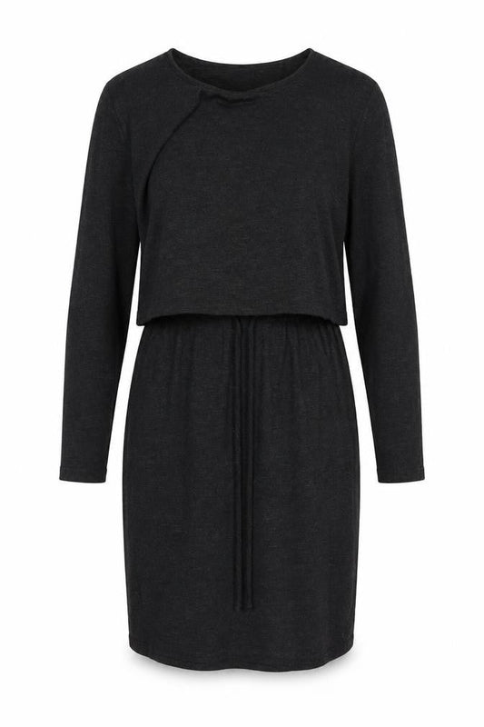 Gray&Willow Womens Grey Polyester T-Shirt Dress Size 8 Round Neck Pullover