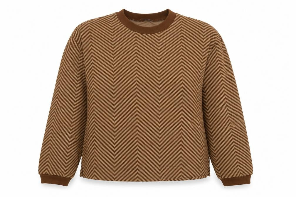Marks & Spencer Womens Brown Round Neck Striped Polyester Pullover Jumper Size 14
