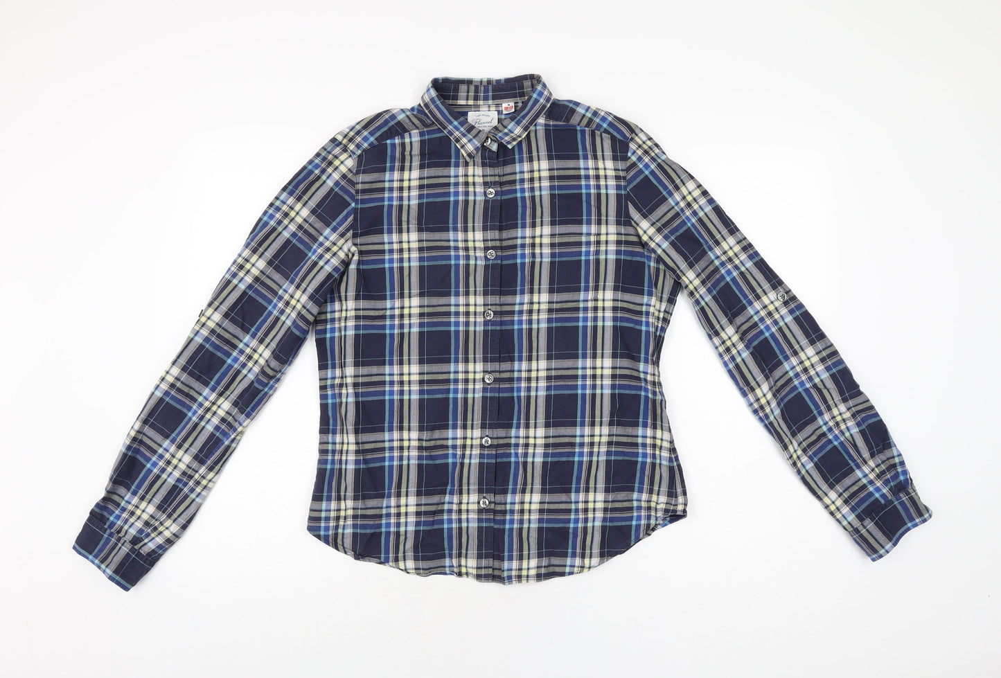 Uniqlo Womens Blue Plaid Cotton Basic Button-Up Size M Collared