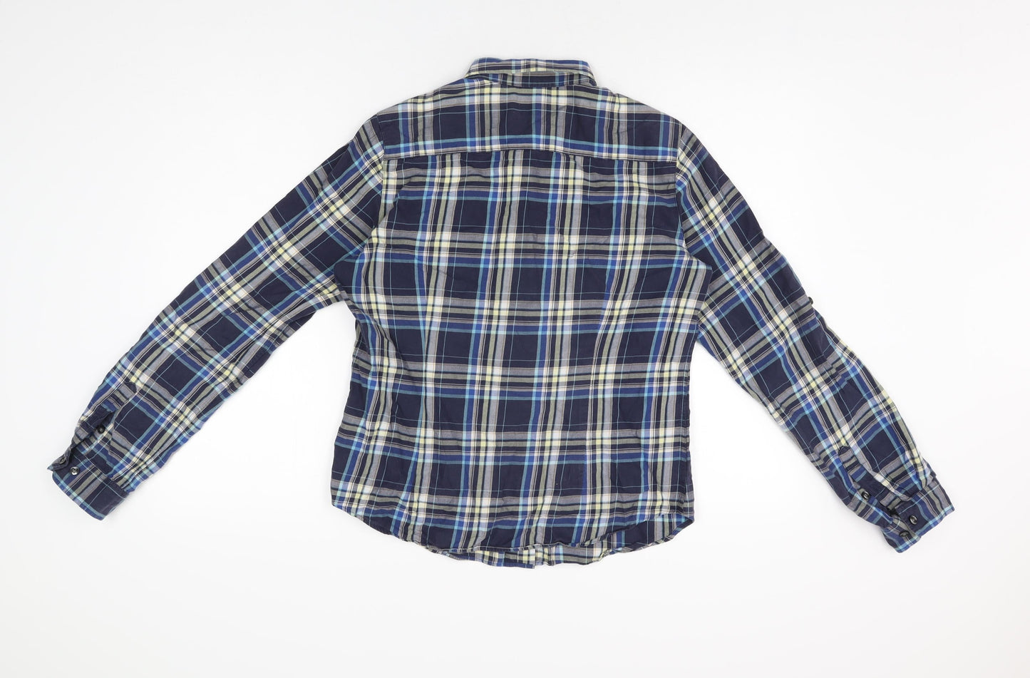 Uniqlo Womens Blue Plaid Cotton Basic Button-Up Size M Collared