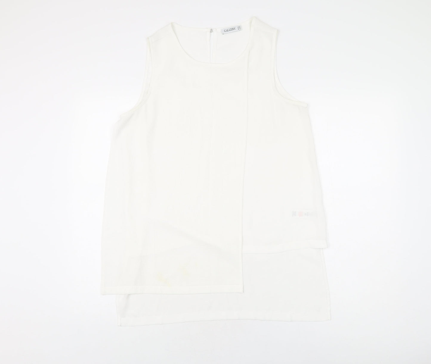 Gallery Womens Ivory Polyester Basic Blouse Size 12 Round Neck