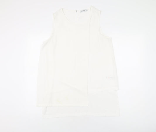 Gallery Womens Ivory Polyester Basic Blouse Size 12 Round Neck
