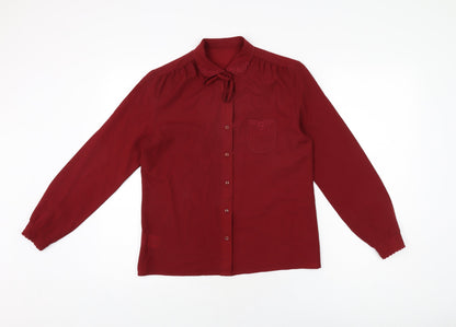Preloved St Michael Womens Red Polyester Basic Button-Up Size 12 Collared - Front