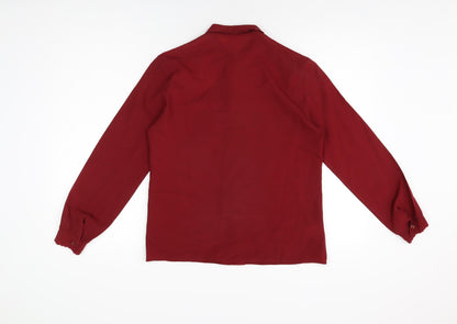 Preloved St Michael Womens Red Polyester Basic Button-Up Size 12 Collared - Back