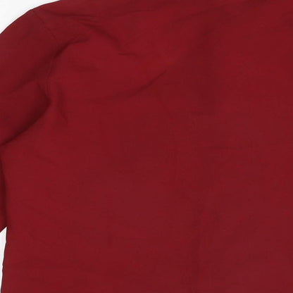 Preloved St Michael Womens Red Polyester Basic Button-Up Size 12 Collared - Label