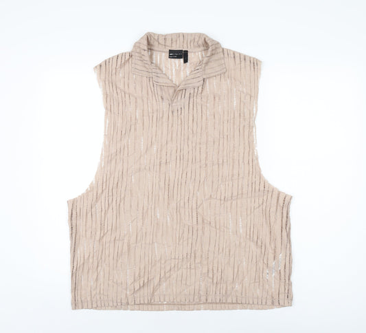 ASOS Womens Beige Polyamide Basic T-Shirt Size L Collared