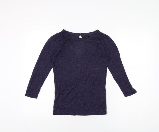 Topshop Womens Purple Viscose Basic T-Shirt Size 10 Round Neck