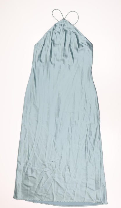 Preloved Zara Womens Blue Polyester Maxi Size M Halter Pullover - Front