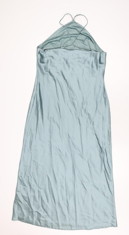 Preloved Zara Womens Blue Polyester Maxi Size M Halter Pullover - Back