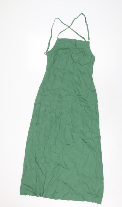 Preloved Zara Womens Green Polyester A-Line Size XS Square Neck Zip - Front