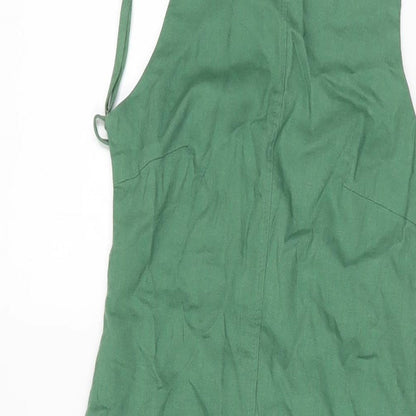 Preloved Zara Womens Green Polyester A-Line Size XS Square Neck Zip - Detail