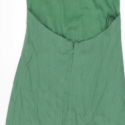 Preloved Zara Womens Green Polyester A-Line Size XS Square Neck Zip - Label