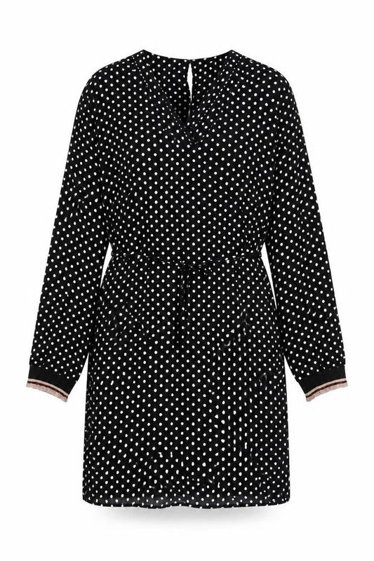 Isay Womens Black Polka Dot Viscose Shift Size L V-Neck Pullover