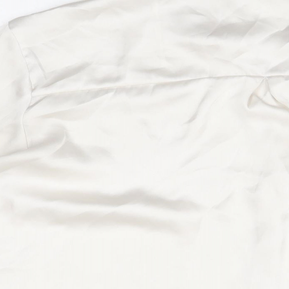 Zara Womens Ivory Polyester Basic Button-Up Size L Collared
