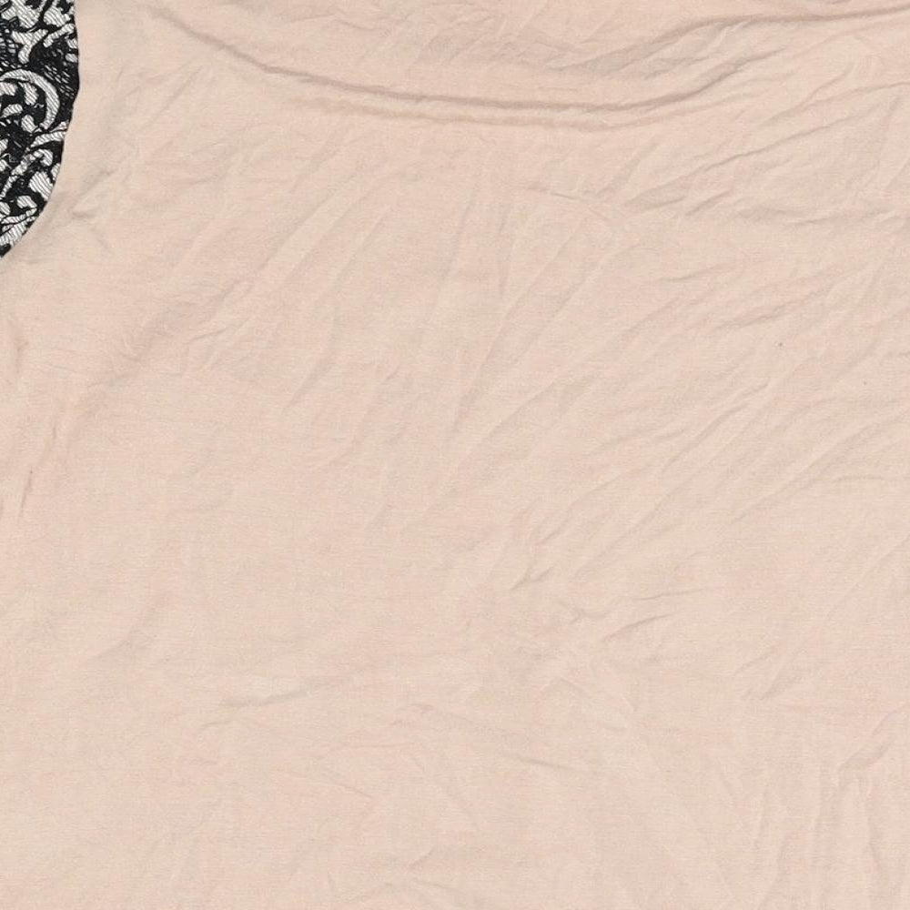 Marks and Spencer Womens Pink Floral Polyamide Basic T-Shirt Size 16 Round Neck