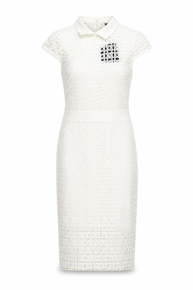 PRETTYLITTLETHING Womens White Polyester Bodycon Size 6 Collared Zip