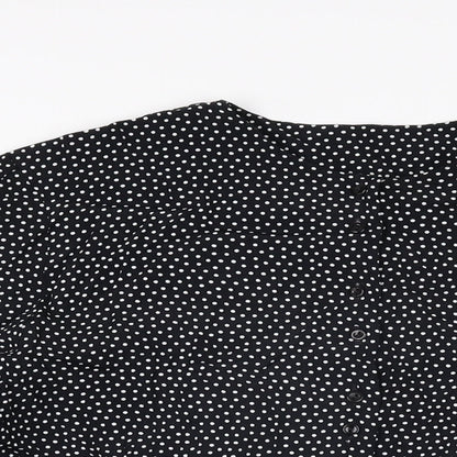 Preloved St Michael Womens Black Polka Dot Viscose Basic Button-Up Size 16 Round Neck - Detail