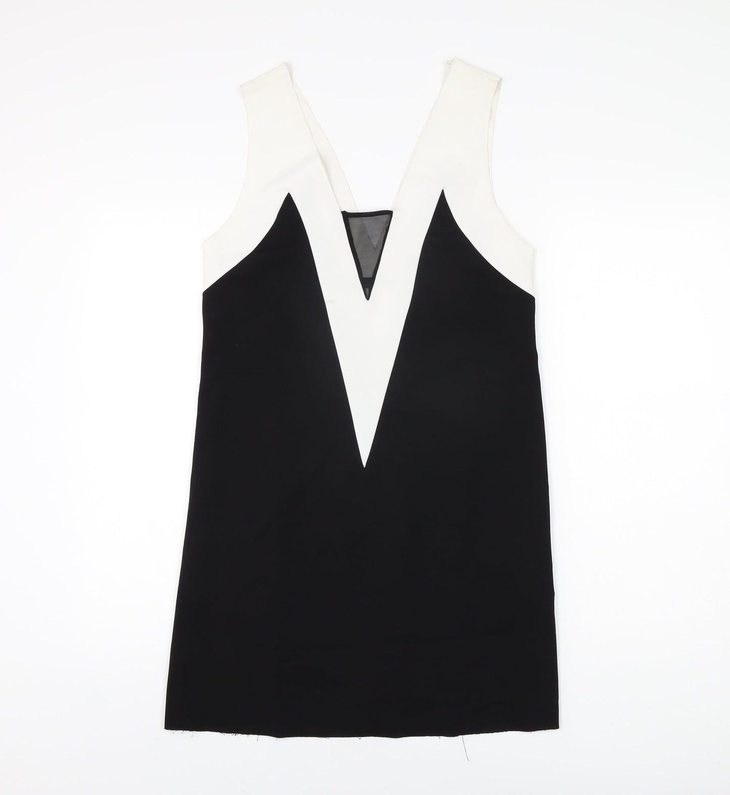 Zara Womens Black Polyester Shift Size M V-Neck Pullover