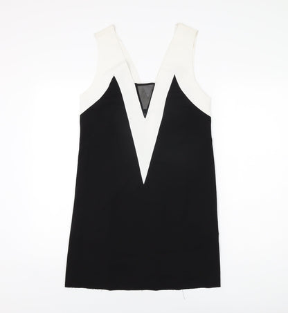Preloved Zara Womens Black Polyester Shift Size M V-Neck Pullover - Front