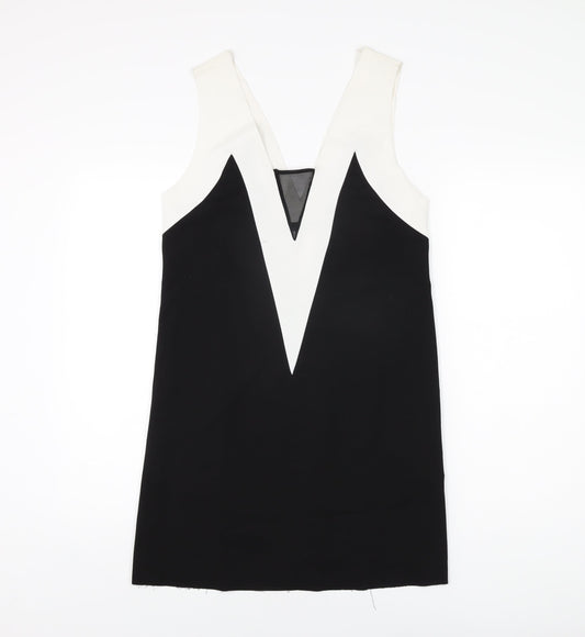 Zara Womens Black Polyester Shift Size M V-Neck Pullover