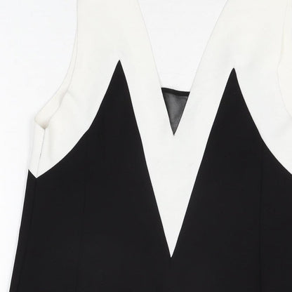 Preloved Zara Womens Black Polyester Shift Size M V-Neck Pullover - Label