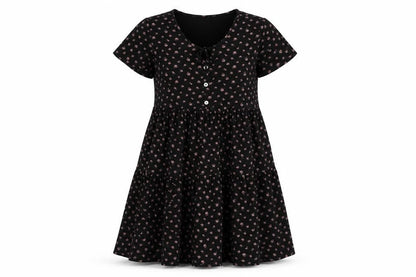 Next Womens Black Geometric Viscose Shift Size 6 Round Neck Button
