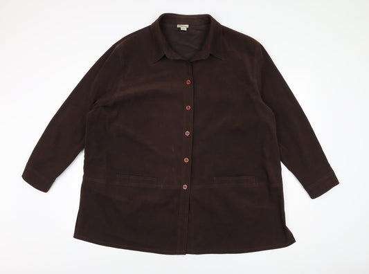 OPUS Womens Brown Polyester Basic Button-Up Size 24 Collared