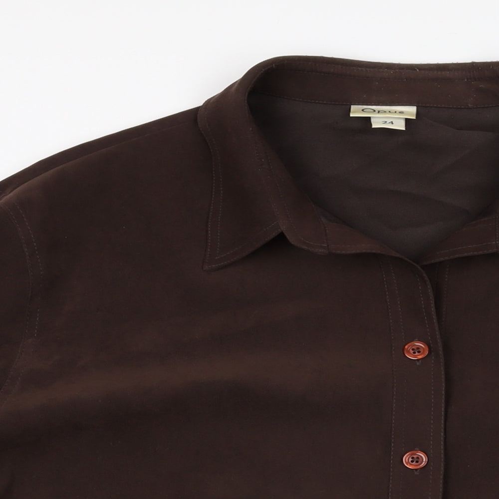 OPUS Womens Brown Polyester Basic Button-Up Size 24 Collared