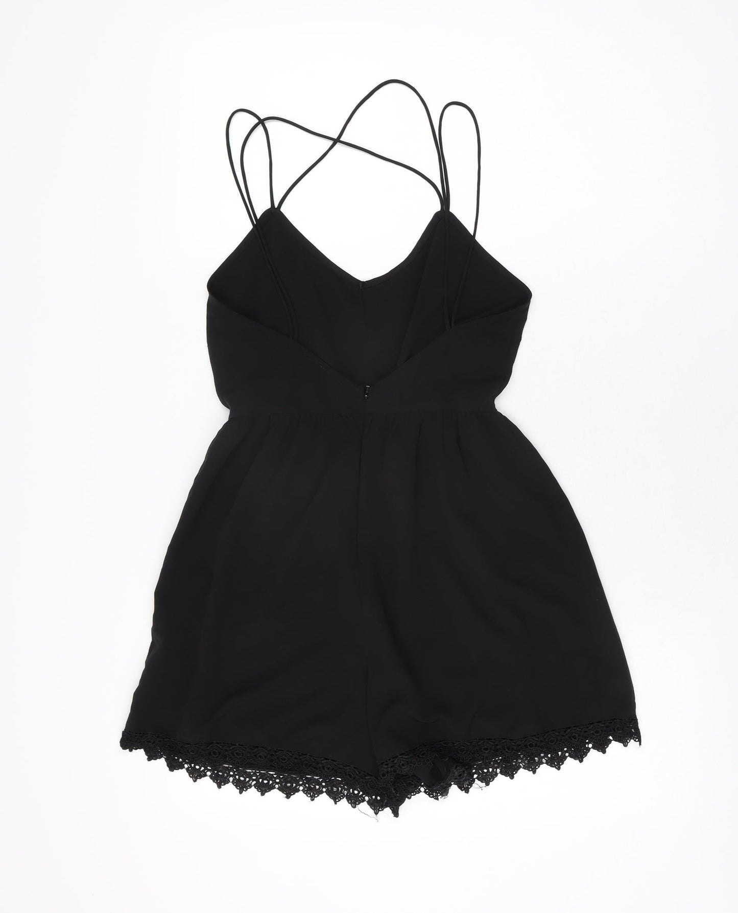 ASOS Womens Black Polyester Playsuit One-Piece Size 4 L3 in Zip