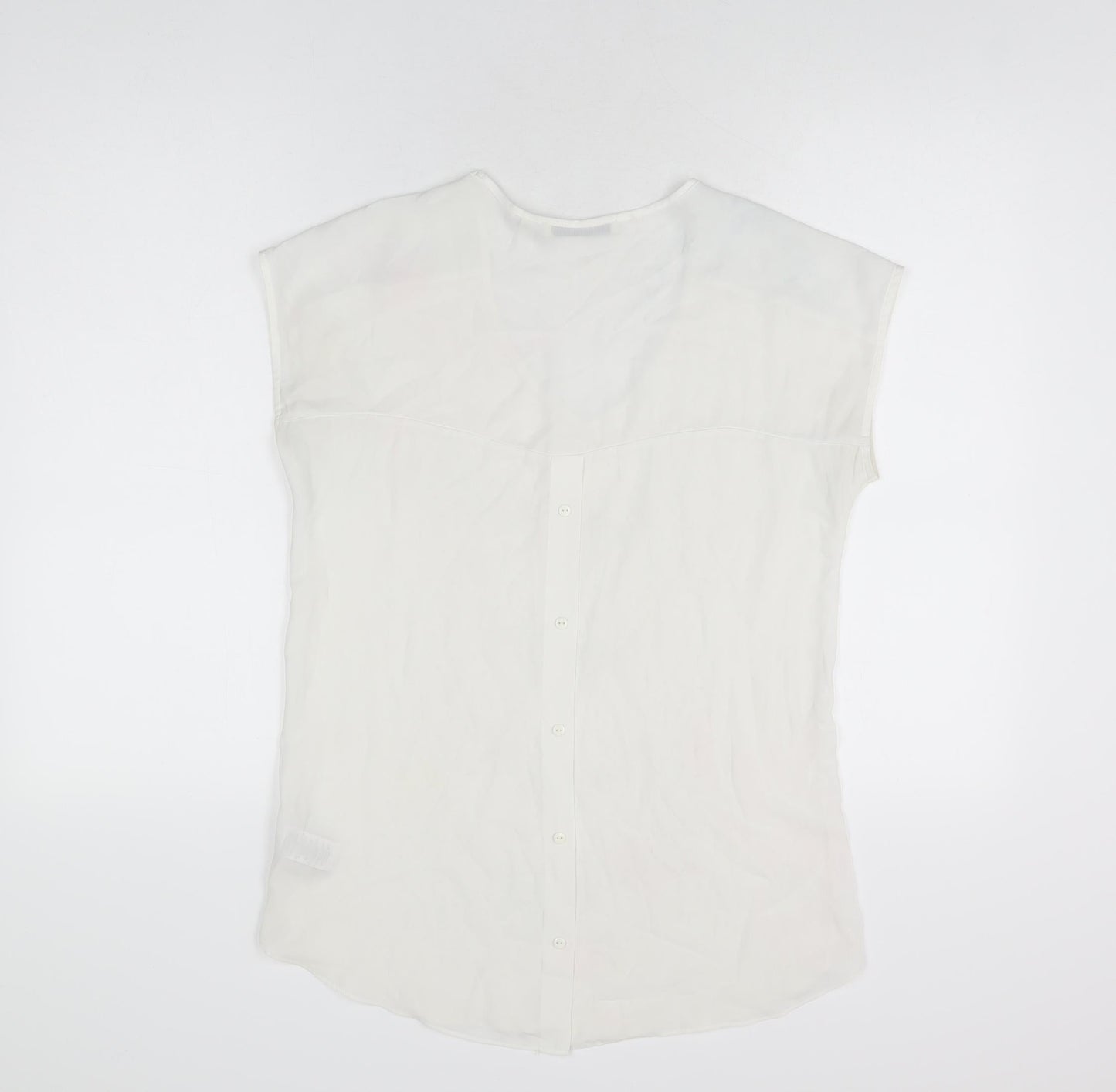 NEXT Womens White Viscose Basic T-Shirt Size 10 V-Neck