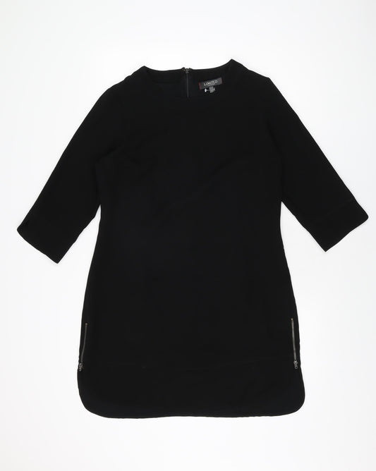 Limited Collection Womens Black Polyester Shift Size 14 Round Neck Zip