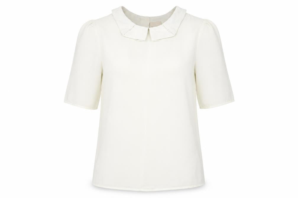 H&M Womens Ivory Polyester Basic Blouse Size 8 Collared